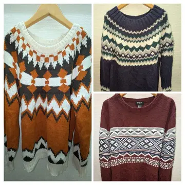 니트 3종 세트 묶음 판매 네이티브 페어아일 오르테가 무늬