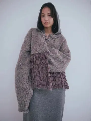 Andequal fringe design glitter knit