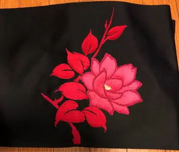 나고야 오비 자수 블랙 빨간색 장미 장미