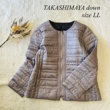 미사용급 TAHASHIMAYA 노카라 다운 자켓 더스티 컬러 LL