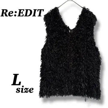 [ Re:EDIT ] 퍼 베스트 레이어드 블랙 블랙 복슬복슬 멋쟁이