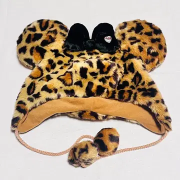 디즈니 미니 레오파드 무늬 브라운 팬캡