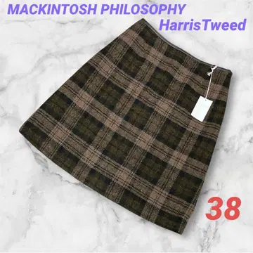 매킨토시 x 해리스 트위드 체크 스커트 38 M 모 100%