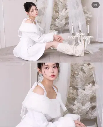 bubbles 퍼 오프숄더 트위드 원피스