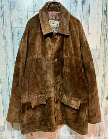 이탈리아제 빈티지 BeylonBay 스웨이드 카 코트 브라운 52