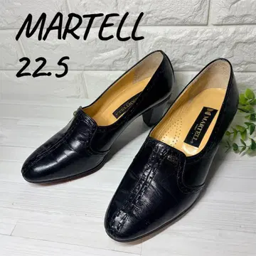 [새상품급] MARTELL 펌프스 천연 가죽 와이드 힐 검정 블랙