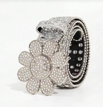 크리스탈 니코하나 실버 벨트 115cm