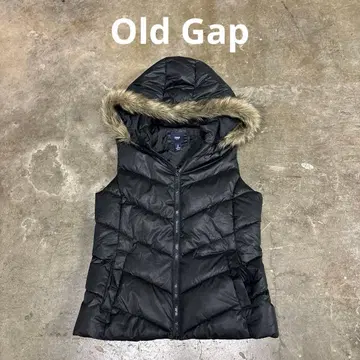 Gap 블랙 후드 부착 다운 베스트