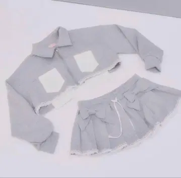 lilLilly 와플 숏 풀오버 리본 플리츠 스커트