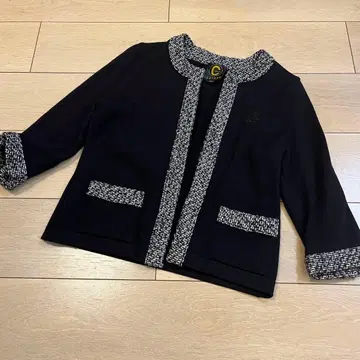 클레이사스 CLATHAS 블랙 가디건 자켓 부분 트위드 양모 38