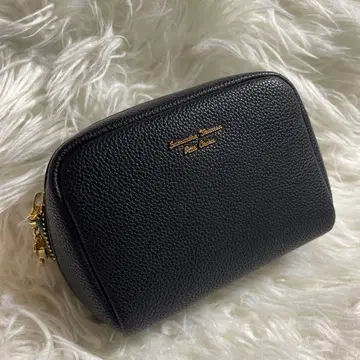 Samantha Thavasa 블랙 가죽 파우치 골드 지퍼