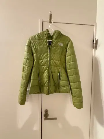 그린 후드 부착 다운 자켓