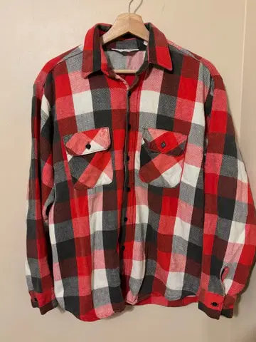 80년대 Five Brother USA제 플란넬 셔츠 버팔로 체크 빨간색