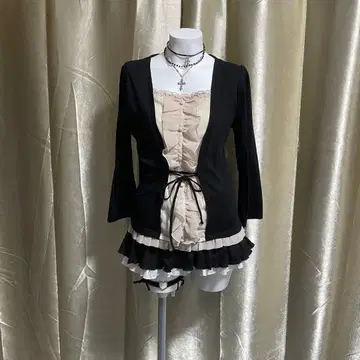 발레코어 7부 소매 티셔츠 쉬폰 페어리 그런지