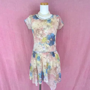 페어리 그런지 네오 하라주쿠 XG 미색 페어리 코어 시어 탑