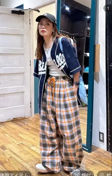 Niko and - 새상품 M 메이크 스태프 티라 체크 루즈 팬츠