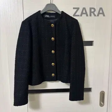 자라 골드 버튼 트위드 자켓