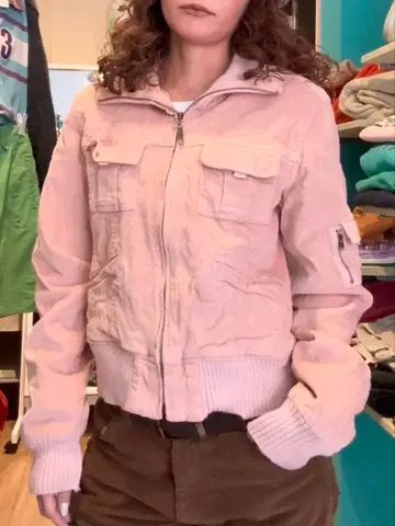 핑크 코듀로이 자켓 점퍼