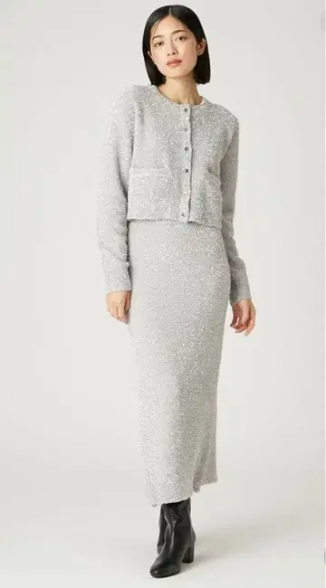 FRAY ID 스파클 페더 스커트 실버