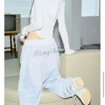 PLEASENOFOLLOW 블루 그레이 조거 팬츠