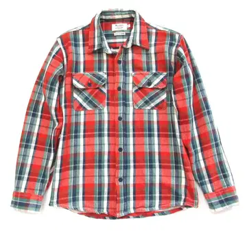[ Alcarza ] 헤비 플란넬 체크 셔츠 레드 계열 size L