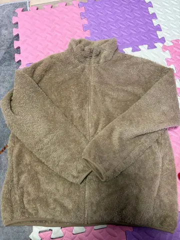 남성용 UNIQLO 유니클로 베이지 플리스 자켓 풀 집업