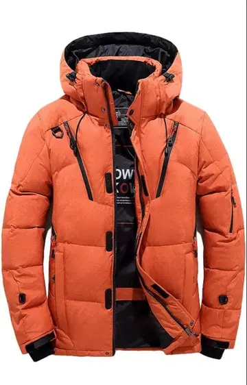 새상품급 DOWN FKOW 오렌지 후드 부착 다운 자켓