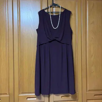 오피스에도 쿠미쿄쿠 빅 사이즈 7 와인색 슬리브리스 원피스