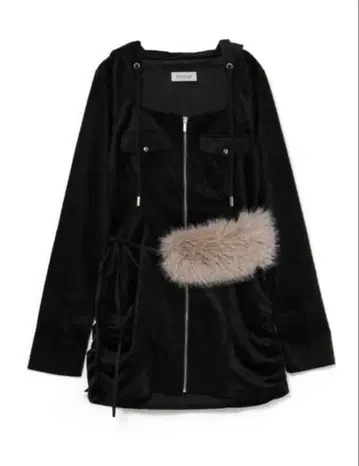 bubbles 퍼 벨벳 원피스