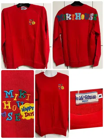 MIKIHOUSE 빨간색 남성용 M 포인트&백 로고 트레이닝복 미키하우스
