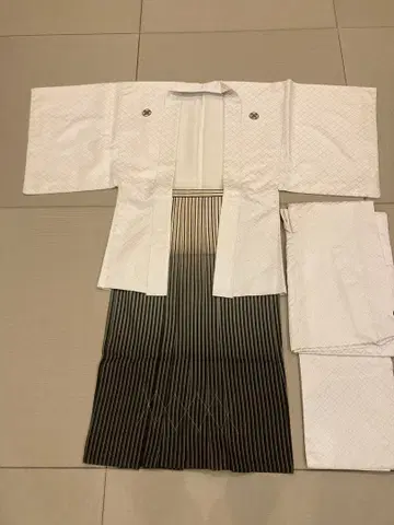 남성용 결혼식 성인식 문장 기모노 하카마 3종 세트