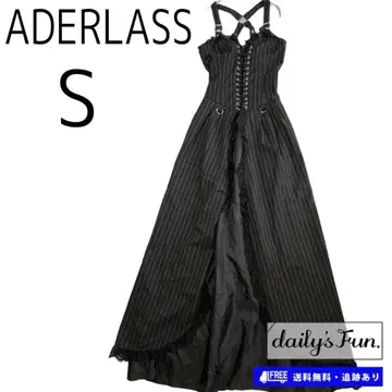 ADERLASS 고딕 롱 드레스 펑크 레이스 핀스트라이프 S 블랙