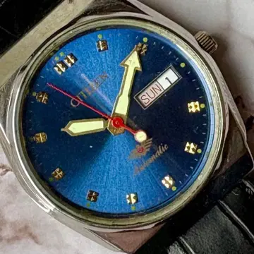 CITIZEN 자동 와인딩 남성용 손목시계 데이데이트 빈티지 70S 블루