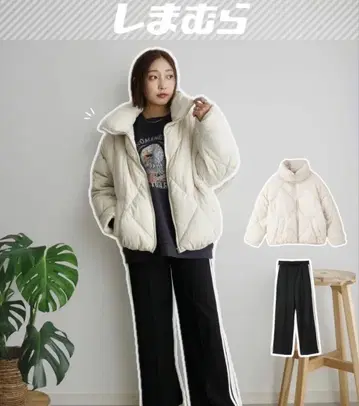 미사용품 아이보리 퀼팅 다운 자켓