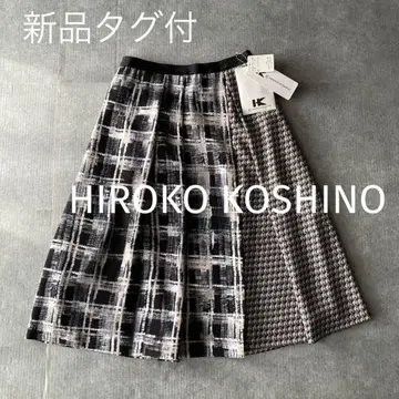 택 포함 새상품 히로코코시노 프린트 스커트 플레어 체크