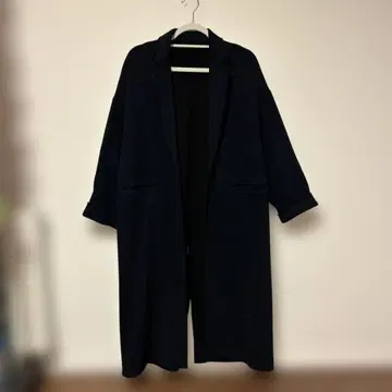 맥피 투모로우랜드 오픈 프론트 롱 코트 네이비