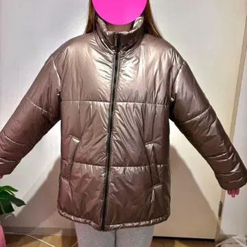 A New Day 메탈릭 퍼퍼 자켓 샴페인 골드