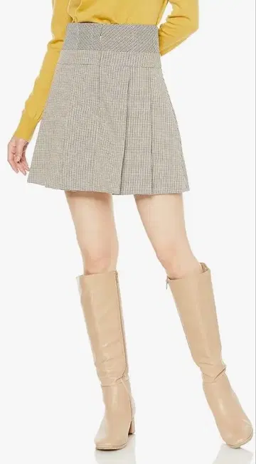 Lily Brown 체크 무늬 하이웨스트 플리츠 미니 스커트