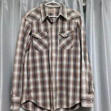 새상품급 랭글러 웨스턴 체크 플란넬 셔츠 L 화이트 택