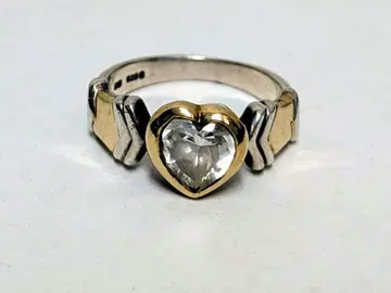 하트 지르코니아 솔리테르 반지 K10/실버