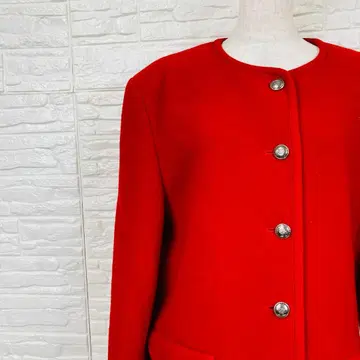 앨리스버리 노카라 자켓 XL 빨간색 울 새상품급 [ 2762-19 ]