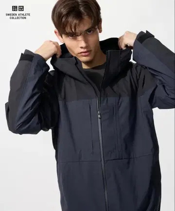 [새상품] 유니클로 스웨덴 블록테크 후드티/바이컬러 블랙 M