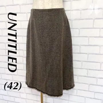 언타이틀 헤링본 플레어 스커트 무릎 아래 무릎 기장 봄/가을/겨울
