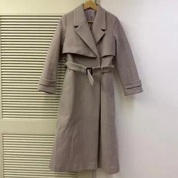 얇은 그레이 롱 코트 M 사이즈 벨트 포함