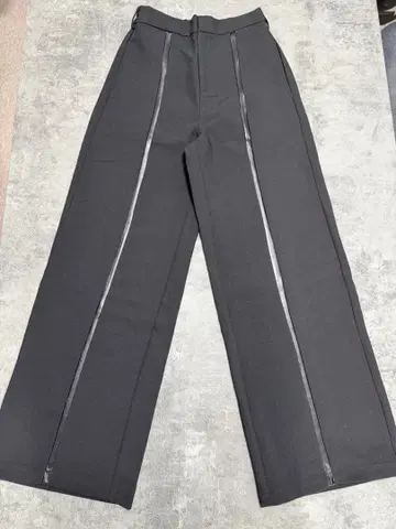 블랙 와이드 팬츠 허리밴딩