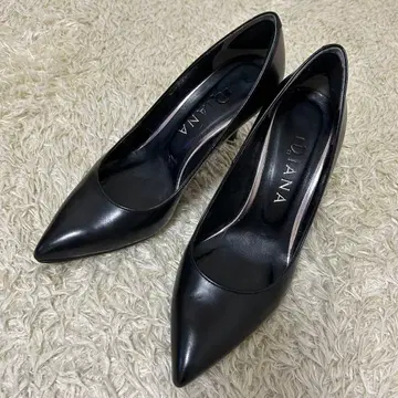 DIANA 블랙 스틸레토 펌프스 가죽 힐 노멀 블랙