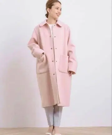 yori 바이컬러 롱 코트 핑크 36 택 포함 미사용 새상품