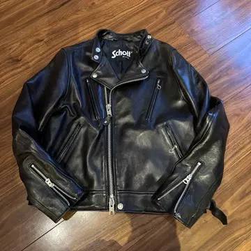 Schott 블랙 가죽 라이더 자켓 여성용