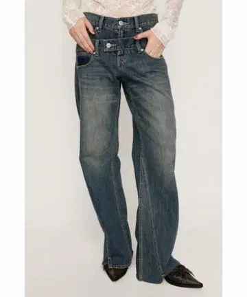 SLY 스라이 DOUBLE BELT WIDE FLARE PT-C 데님