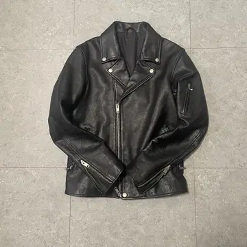 컨디션 최상 더블 라이더스 천연 가죽 주름 가죽 블랙